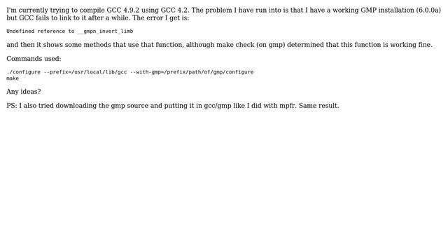 Unix & Linux: GCC "__gmpn_invert_limb" compilation error смотреть онлайн