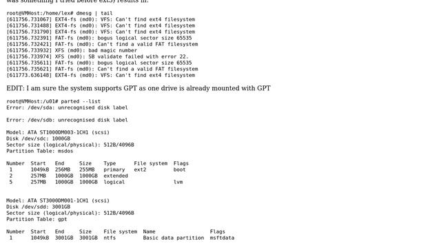 mdadm RAID 5 and parted unrecognized disk label смотреть онлайн