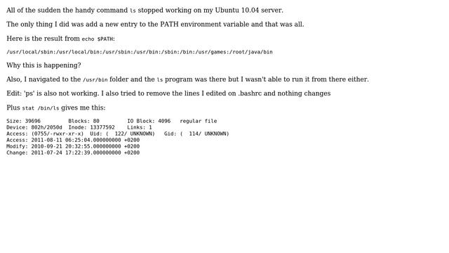 Ubuntu: "ls" not working on Ubuntu 10.04 смотреть онлайн