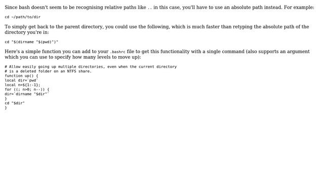 How do I CD to parent of deleted directory? (bash: cd: ..: No such file or directory)? смотреть онлайн