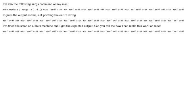 Unix & Linux: Xargs command works on linux but not on mac смотреть онлайн