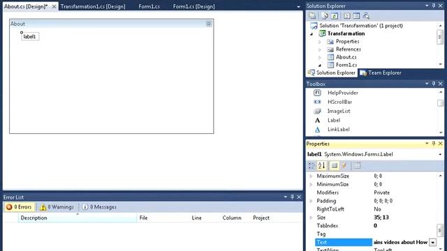 How to make Transformation in visual studio 2010.? смотреть онлайн