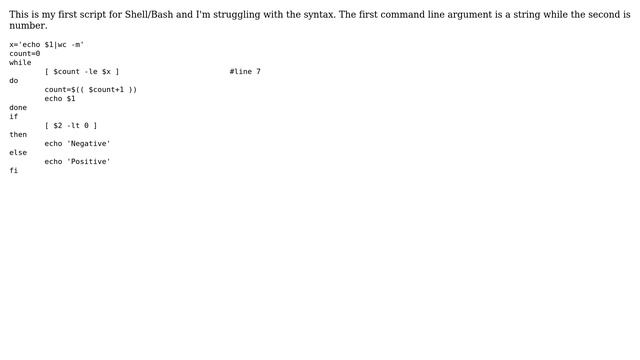 Unix & Linux: line 7: [: echo: integer expression expected смотреть онлайн