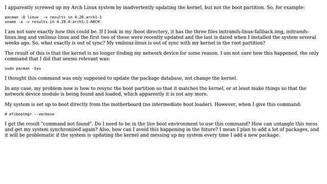 Unix & Linux: How can I avoid my boot and kernel partitions getting out of sync? смотреть онлайн