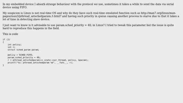 Is it recommended to use param.sched_priority in Linux FIFO during thread creation? смотреть онлайн