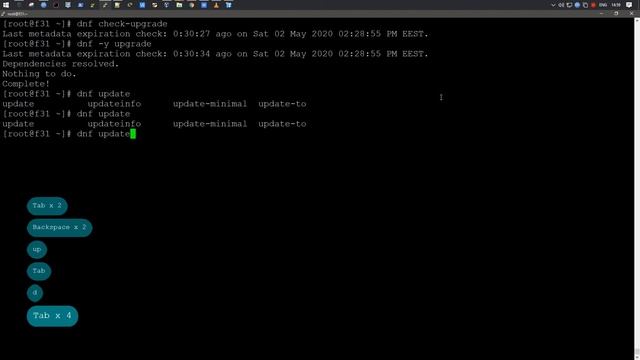 Обновление с помощью команды dnf в Fedora 32 Server смотреть онлайн