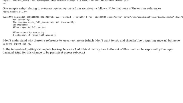 rsync daemon with enforcing selinux policy rsync_export_all_ro still prevents access to files... смотреть онлайн