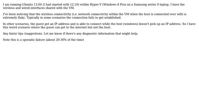 Ubuntu: Ubuntu 13.04 running within Hyper-V Networking very flaky смотреть онлайн