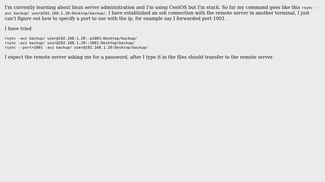 Unix & Linux: How to use rsync command on CentOS through specific port? смотреть онлайн