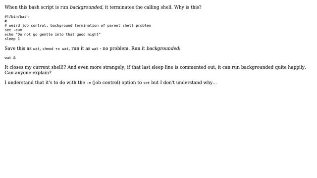 Unix & Linux: Why does this bash script terminate the calling process when it ends? (2 Solutions!!) смотреть онлайн