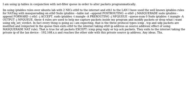 Unix & Linux: Iptables with libnetfilter NATing problem смотреть онлайн
