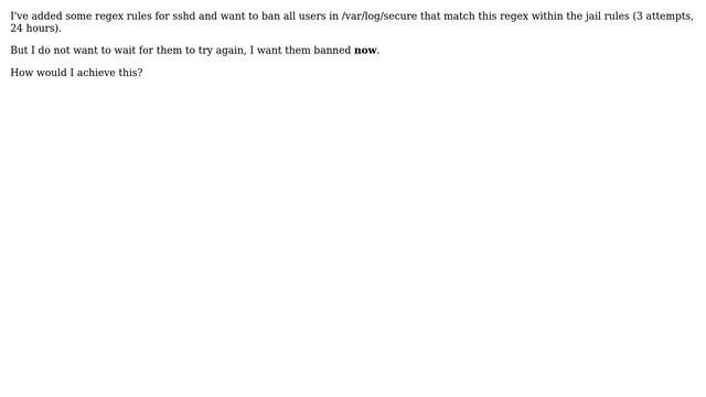 CentOS7: Run Fail2Ban on existing log with new regex смотреть онлайн