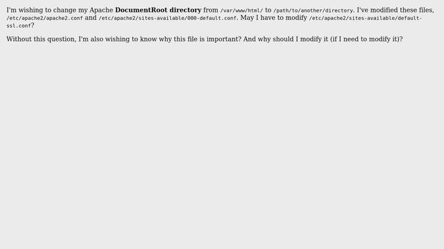 Should I modify this file (/etc/apache2/sites-available/default-ssl.conf) while changing Apache... смотреть онлайн