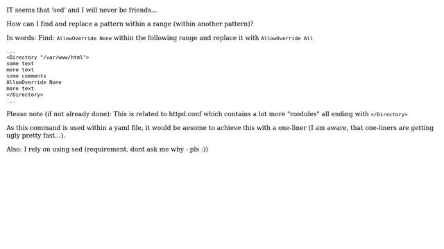 Unix & Linux: How to find & replace pattern WITHIN specific pattern using sed? смотреть онлайн