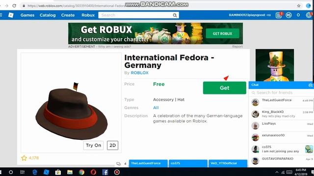 how to get the International Fedora - Germany in roblox смотреть онлайн