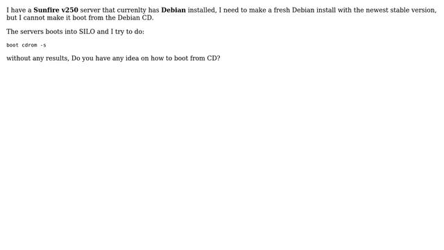 DevOps & SysAdmins: How to boot from CD rom in a Sunfire v250 server? смотреть онлайн