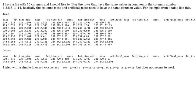 Unix & Linux: Keep all rows according to common numbers in specific columns смотреть онлайн