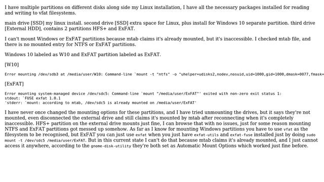 Unix & Linux: Can't mount vfat filesystem mtab says already mounted смотреть онлайн