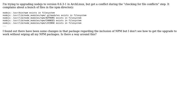 Trouble upgrading nodejs to version 0.6.3-1 in ArchLinux смотреть онлайн