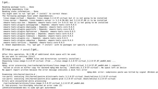 Ubuntu: Trying to uninstall vmware packages but get 'unmet dependencies' error смотреть онлайн