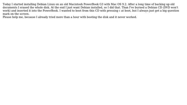 Apple: How can I install Debian on a PowerBook G3 with Mac OS 9.2? смотреть онлайн