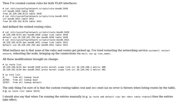 Policy-based routing - neither rules nor routes get picked-up by CentOS 7.6.1810 смотреть онлайн