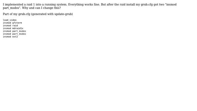 Why 2x insmod part_msdos in grub.cfg? смотреть онлайн