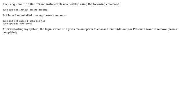 Ubuntu: Uninstalling Plasma desktop смотреть онлайн