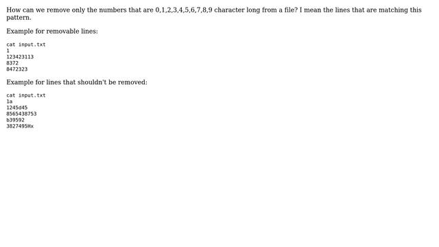 Unix & Linux: How to remove only 0-9 character long numbers from a file? (2 Solutions!!) смотреть онлайн