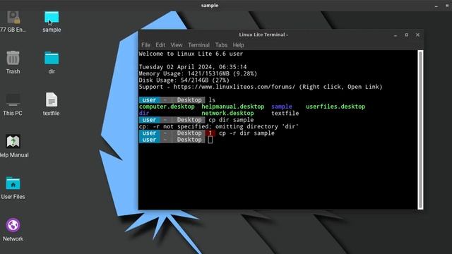 cp command in Linux terminal смотреть онлайн