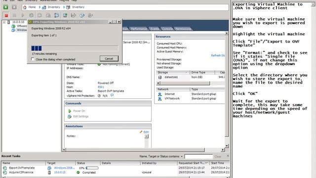 Exporting a Virtual Machine to an OVA with vSphere Client смотреть онлайн