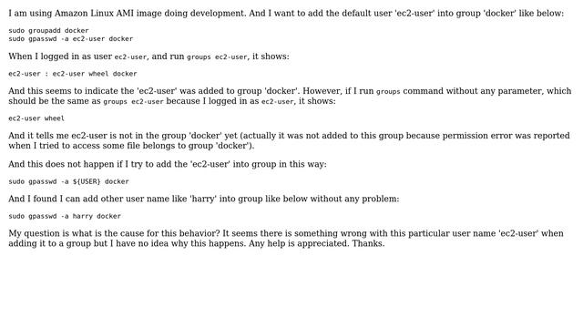 Amazon Linux add user to group смотреть онлайн