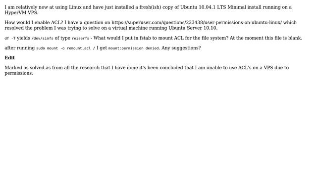 Ubuntu: Setting up ACL on a VPS? смотреть онлайн
