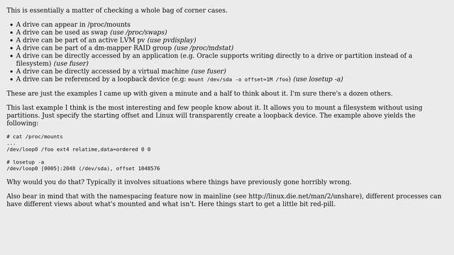 Unix & Linux: How to find out easily whether a block device (or a part of it) is mounted somehow? смотреть онлайн