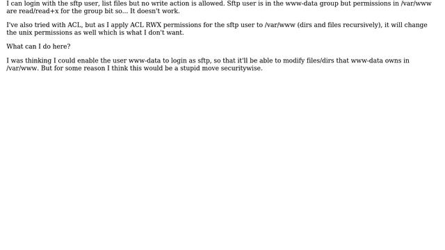 chrooted sftp user with write permissions to /var/www смотреть онлайн