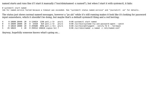 centos7 - named starts manually, but systemctl reports timeout (2 Solutions!!) смотреть онлайн