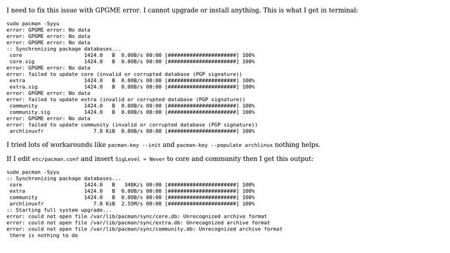Unix & Linux: GPGME error on Arch Linux 32bit смотреть онлайн