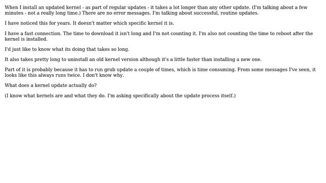 Ubuntu: What does installing/removing an updated kernel version do which takes so long? смотреть онлайн
