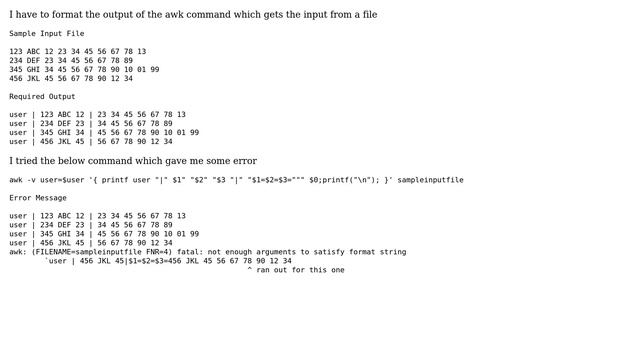 Unix & Linux: Format the output of awk command смотреть онлайн