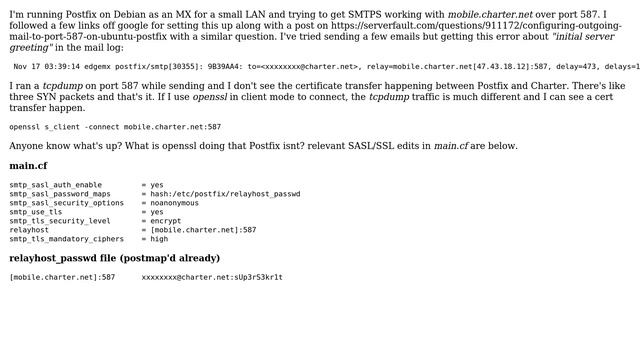 DevOps & SysAdmins: Getting postfix to relay SMTP/SSL/TLS to Charter/Spectrum смотреть онлайн