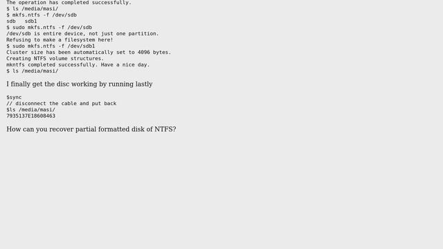 Unix & Linux: To recover harddrive of partial formatting to NTFS from FAT (2 Solutions!!) смотреть онлайн