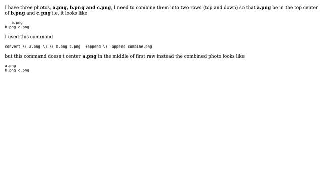 Unix & Linux: How can I put one photo in the top center of two other photos? смотреть онлайн