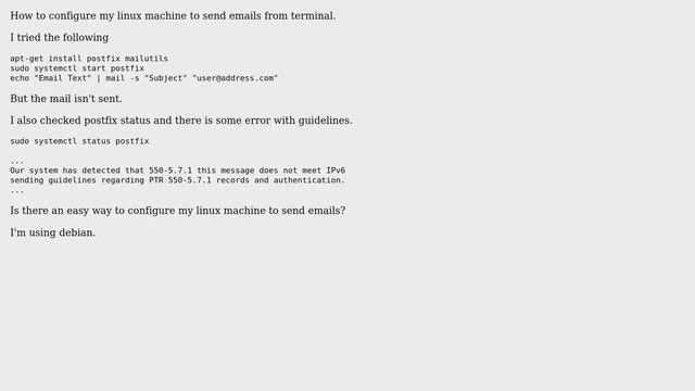 Unix & Linux: How to configure my linux machine to send emails from terminal? смотреть онлайн