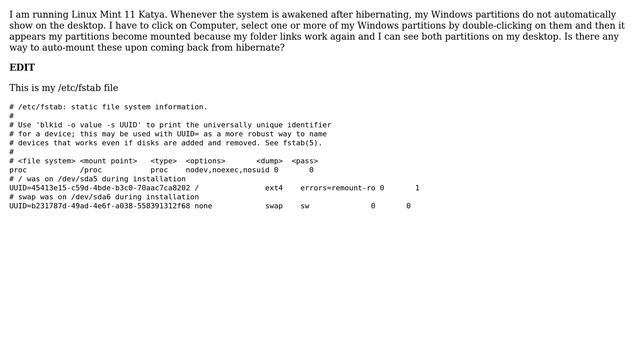 Auto-mount partitions upon wake up смотреть онлайн