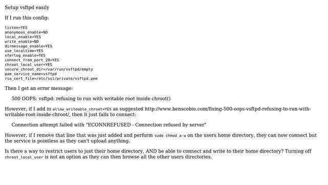 Ubuntu: vsftpd - restrict users to home directory смотреть онлайн