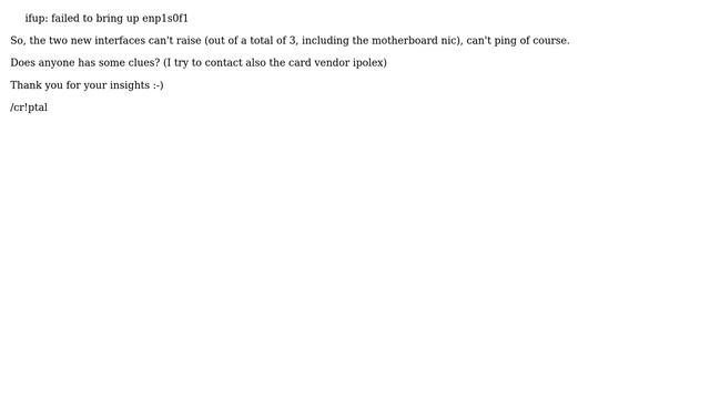 debian: Network interfaces RAISE issue on dual ethernet card 82576-CE-2T-X1 смотреть онлайн