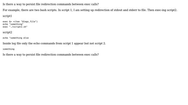 Unix & Linux: Persist file redirection between exec calls смотреть онлайн