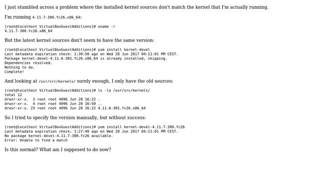 Unix & Linux: Latest kernel sources not available for installation? (Fedora 26 Beta) смотреть онлайн