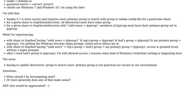 Cannot access Samba share with different primary group? смотреть онлайн