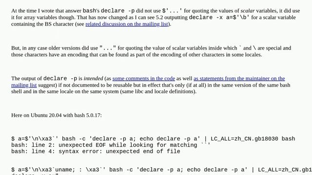 Unix: Is the output of declare -p variable in bash guaranteed to be reusable as shell input? смотреть онлайн